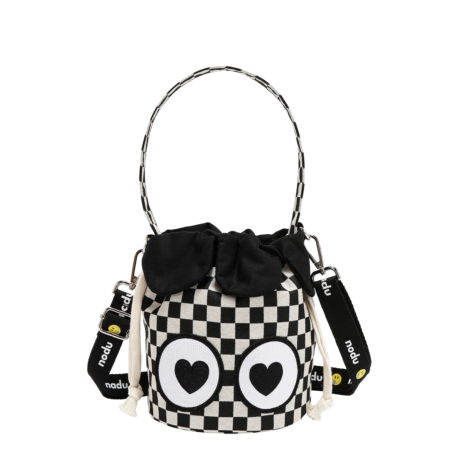 BOLSA EYE LOVE YOU V2 (NEGRO CUADRICULADO)