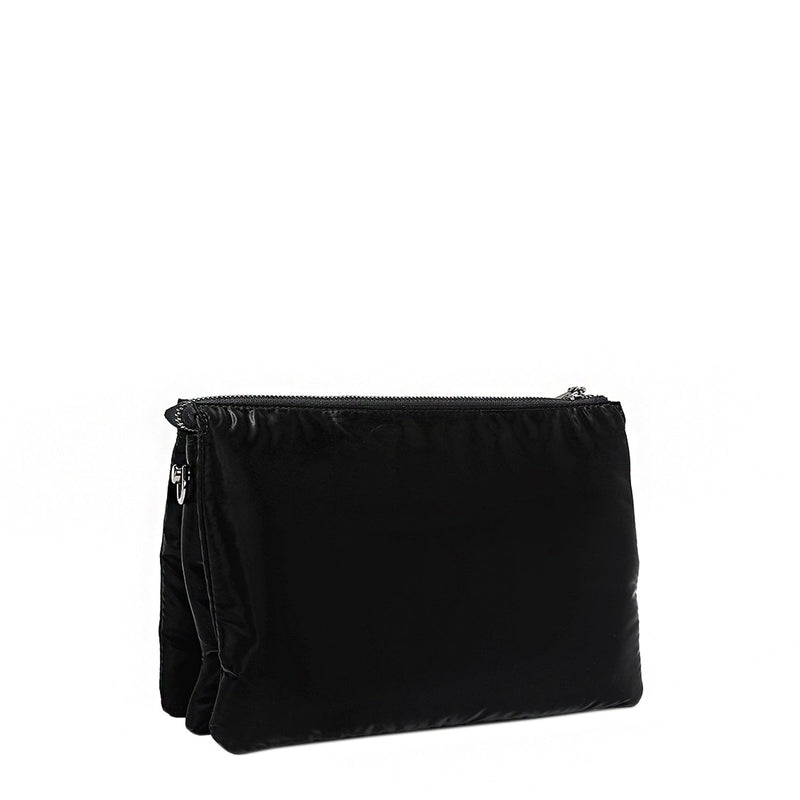 QUILTED ZIPPER CROSSBODY BAG (BLACK)