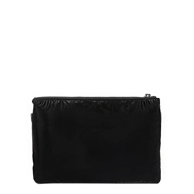 QUILTED ZIPPER CROSSBODY BAG (BLACK)