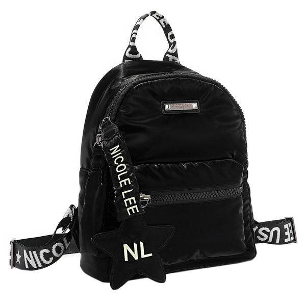 FASHION BACKPACK WITH PADDED STAR (BLACK)