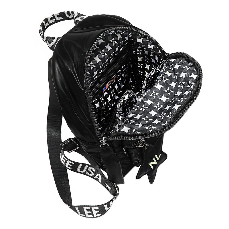 FASHION BACKPACK WITH PADDED STAR (BLACK)