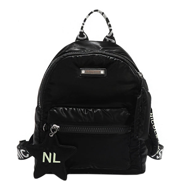 FASHION BACKPACK WITH PADDED STAR (BLACK)