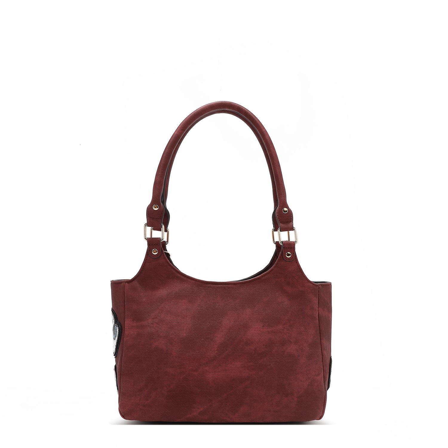 SHOULDER BAG WITH MULTIPLE PATCHES (RED)