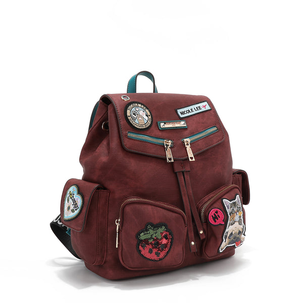 BACKPACK WITH MULTIPLE PATCHES (RED)