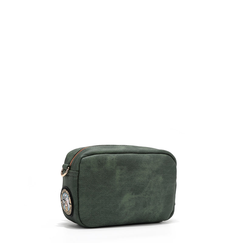 BOLSO CRUZADO CON MÚLTIPLES PARCHES (VERDE)