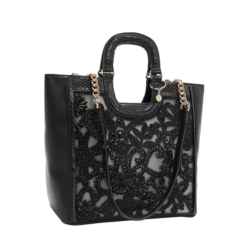 HANDBAG WITH LACE (BLACK)