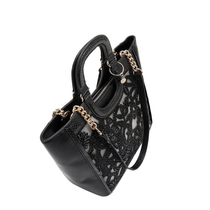 HANDBAG WITH LACE (BLACK)