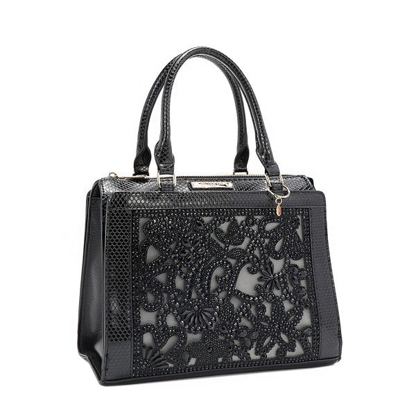 SATCHEL BAG WITH LACE (BLACK)