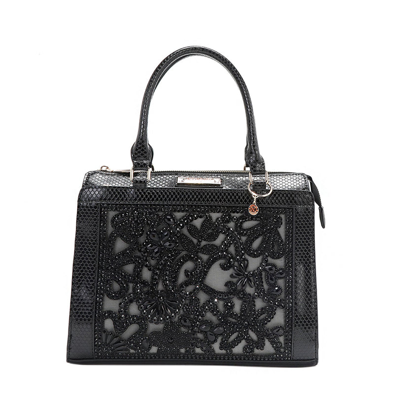 SATCHEL BAG WITH LACE (BLACK)