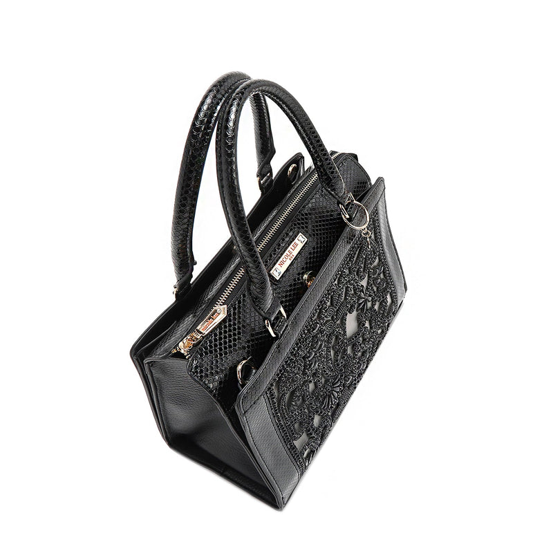 SATCHEL BAG WITH LACE (BLACK)