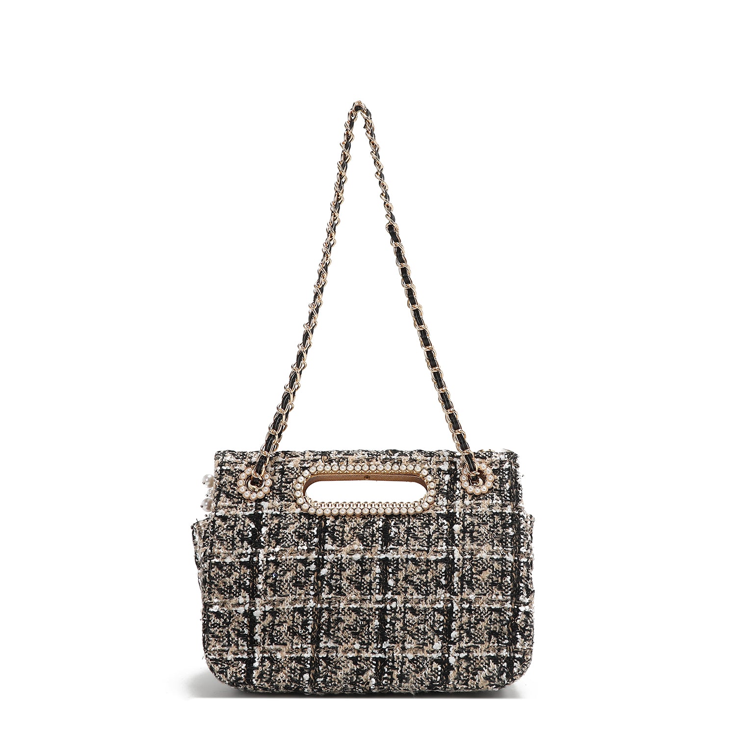 POCHETTE STYLE TWEED À RABAT (BEIGE)