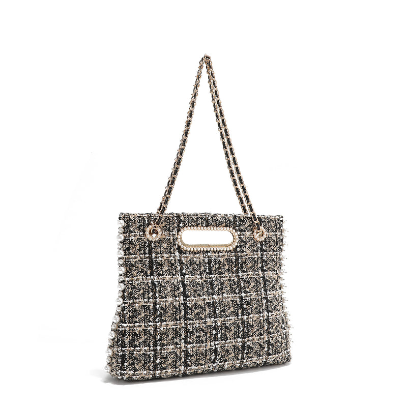 TWEED STYLE CLUTCH BAG (BEIGE)