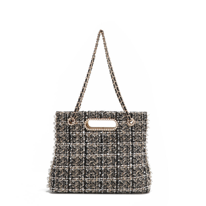 TWEED STYLE CLUTCH BAG (BEIGE)