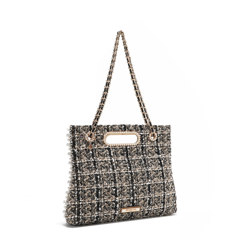 TWEED STYLE CLUTCH BAG (BEIGE)