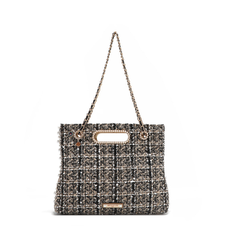 TWEED STYLE CLUTCH BAG (BEIGE)