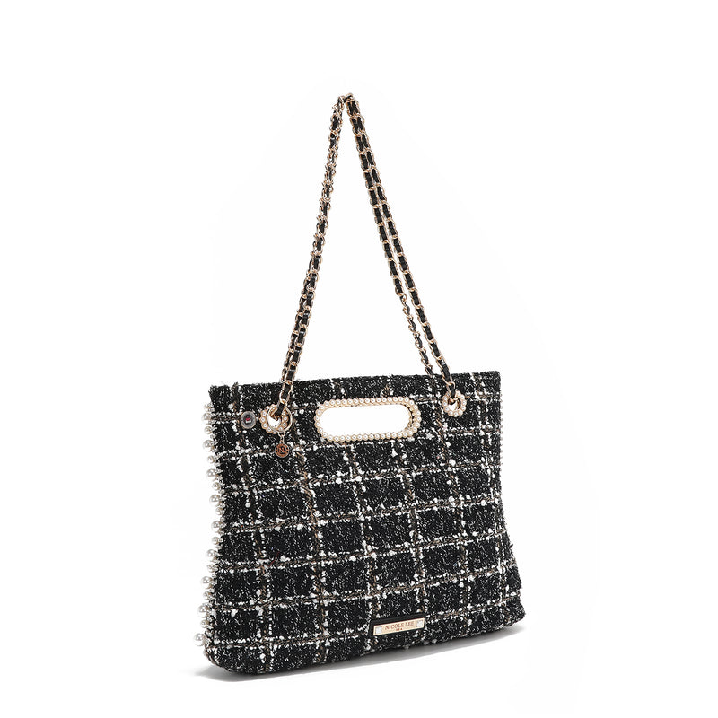 TWEED STYLE CLUTCH BAG (BLACK)