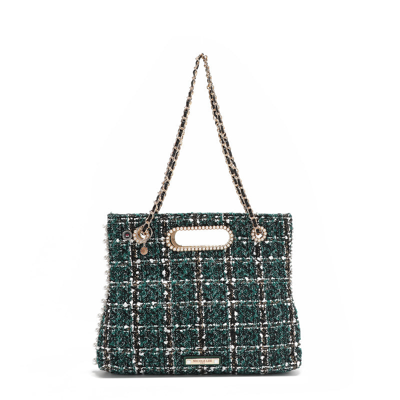 TWEED STYLE CLUTCH BAG (GREEN)