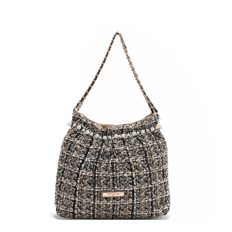 TWEED STYLE SHOULDER BAG (BEIGE)