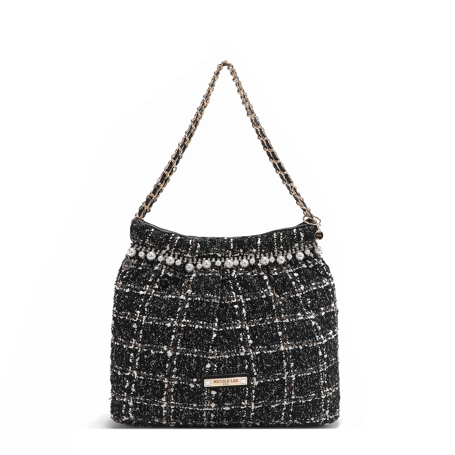 TWEED STYLE SHOULDER BAG (BLACK)