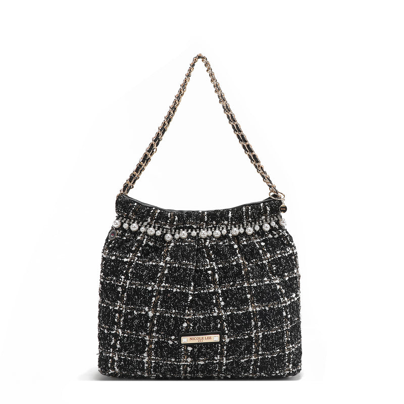 TWEED STYLE SHOULDER BAG (BLACK)