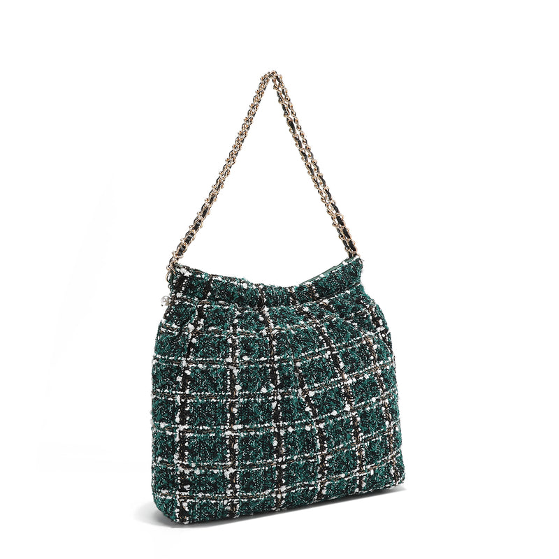 TWEED STYLE SHOULDER BAG (GREEN)