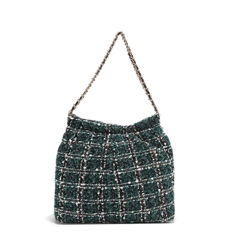 TWEED STYLE SHOULDER BAG (GREEN)