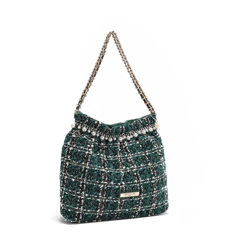 TWEED STYLE SHOULDER BAG (GREEN)