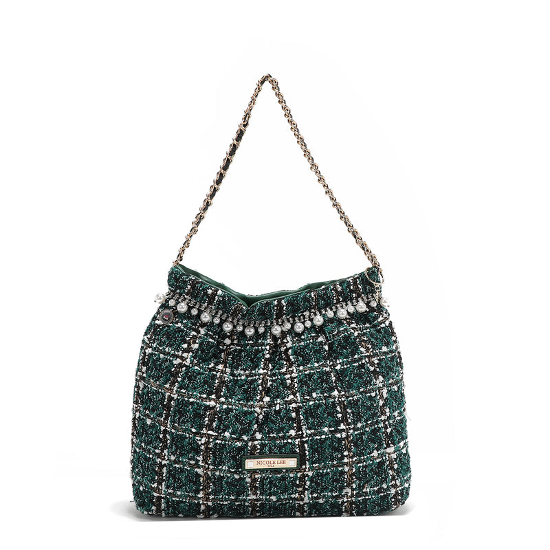 TWEED STYLE SHOULDER BAG (GREEN)