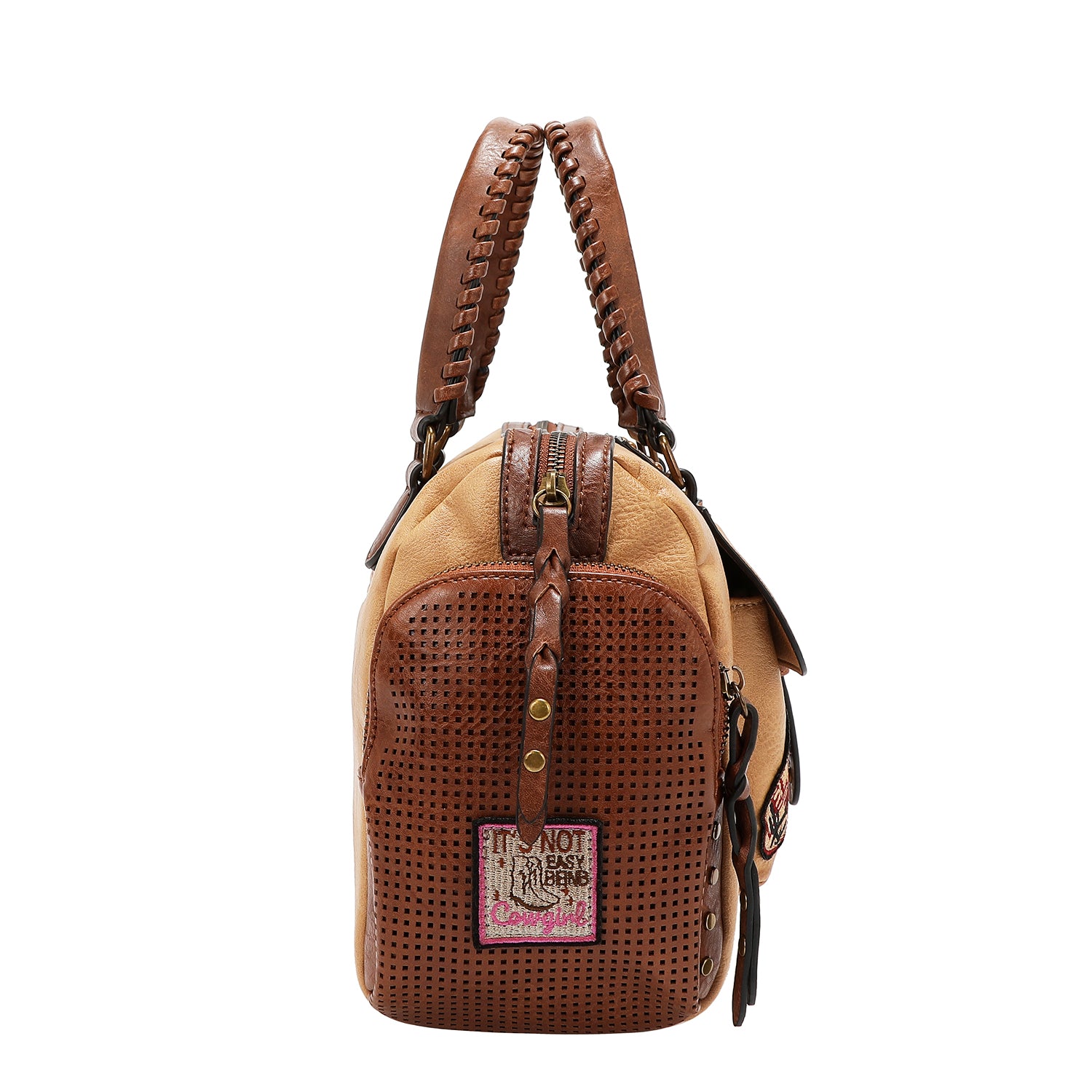 BOLSO VINTAGE BOSTON CON PARCHE (MARRON)