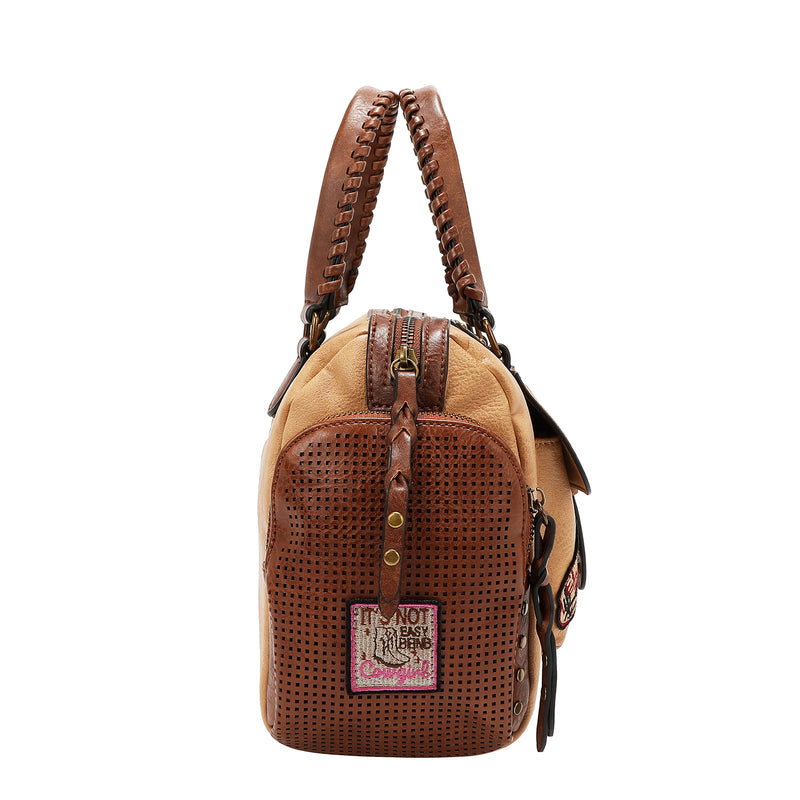 BOLSO VINTAGE BOSTON CON PARCHE (MARRON)