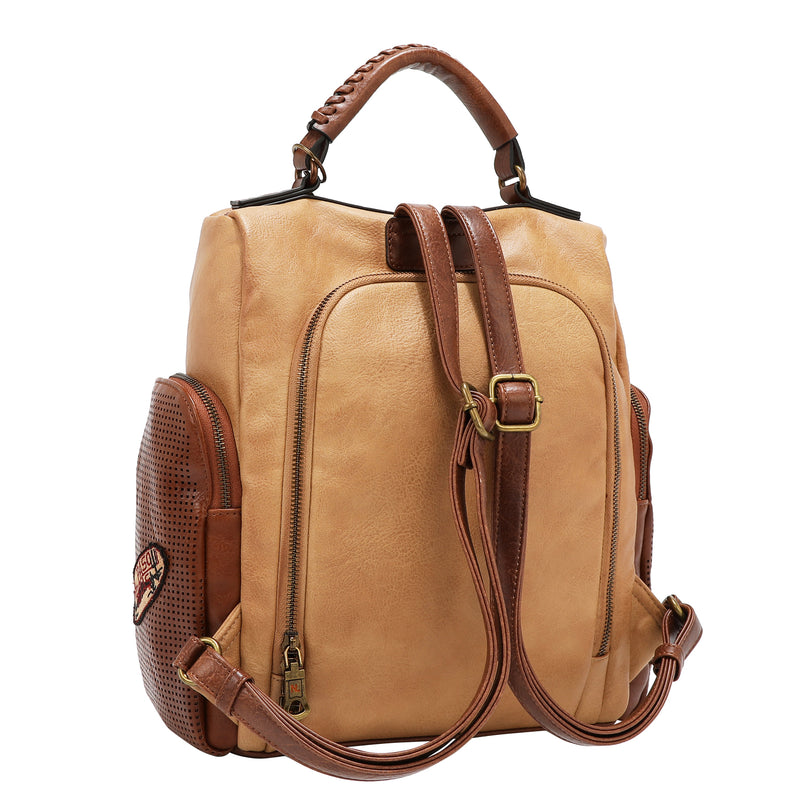 MOCHILA VINTAGE CON PARCHE (MARRON)
