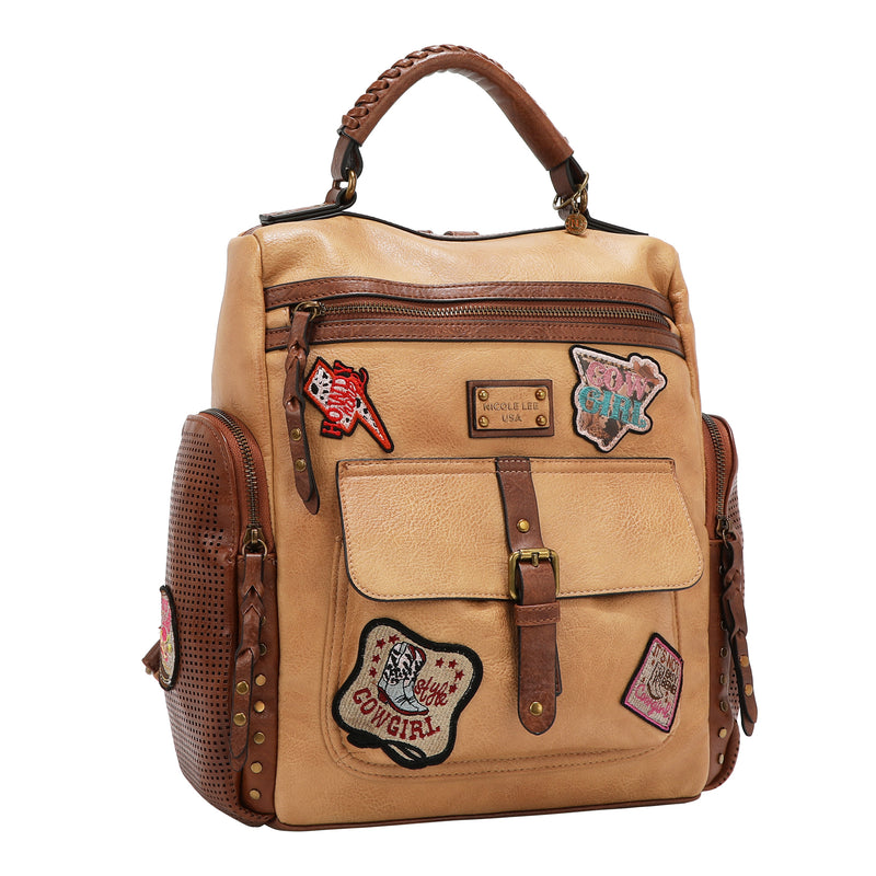 MOCHILA VINTAGE CON PARCHE (MARRON)