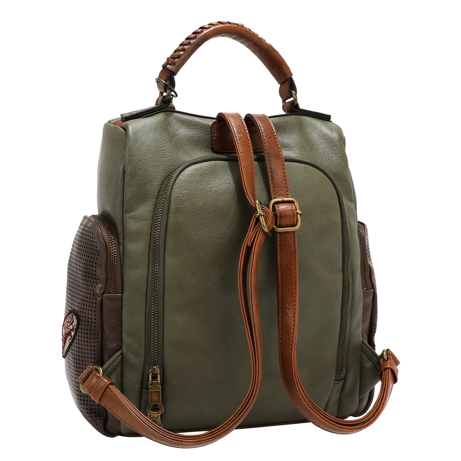 MOCHILA VINTAGE CON PARCHE (OLIVA)