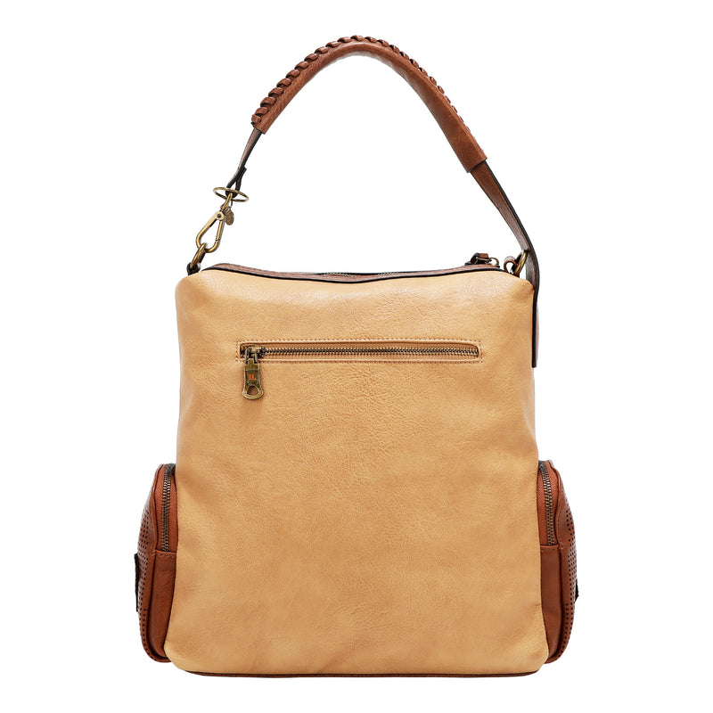 BOLSO HOBO CON PARCHE VINTAGE (MARRON)
