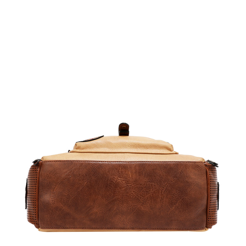 BOLSO HOBO CON PARCHE VINTAGE (MARRON)