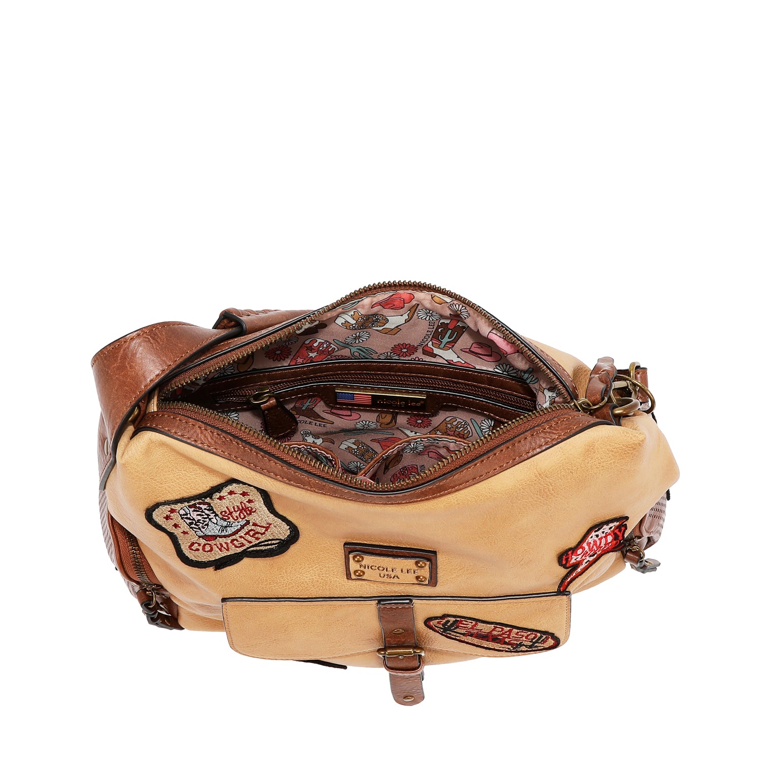 BOLSO HOBO CON PARCHE VINTAGE (MARRON)