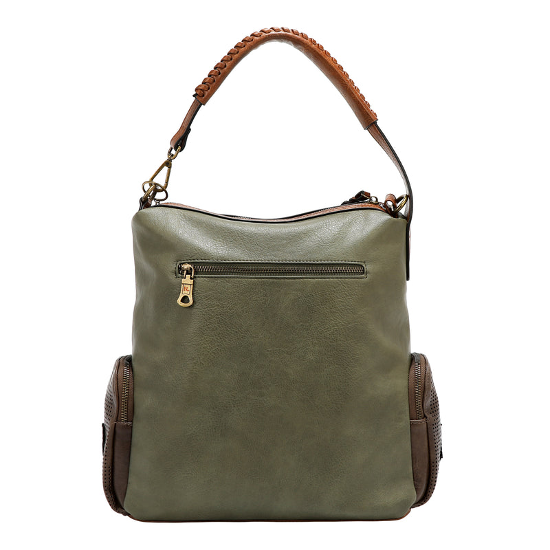 BOLSO HOBO CON PARCHE VINTAGE (OLIVA)