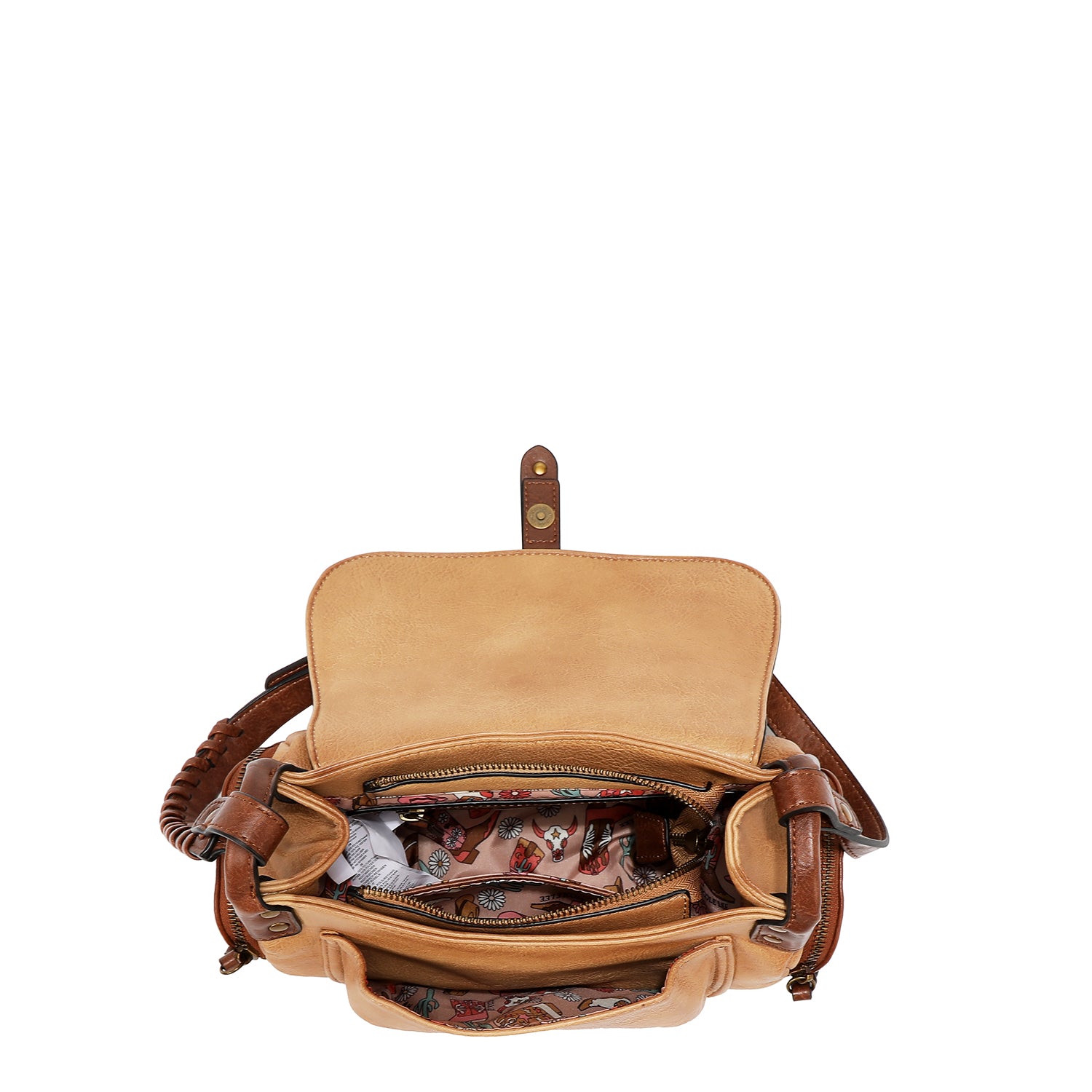 BOLSO DE HOMBRO VINTAGE CON PARCHE (TAUPE)