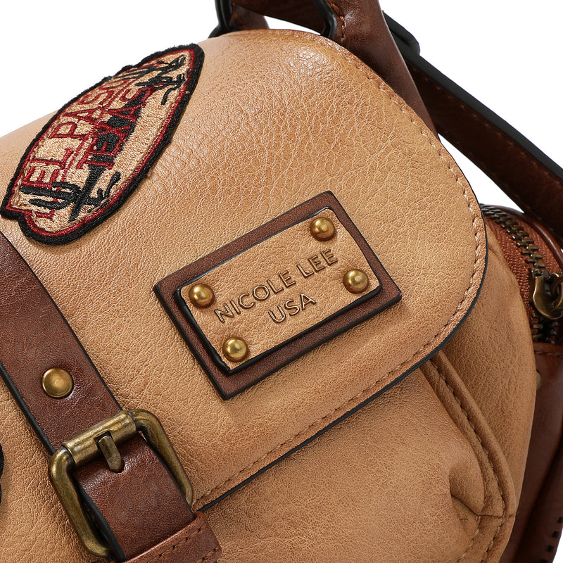 BOLSO DE HOMBRO VINTAGE CON PARCHE (MARRON)