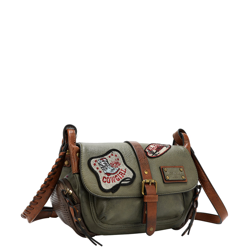 BOLSO DE HOMBRO VINTAGE CON PARCHE (OLIVA)