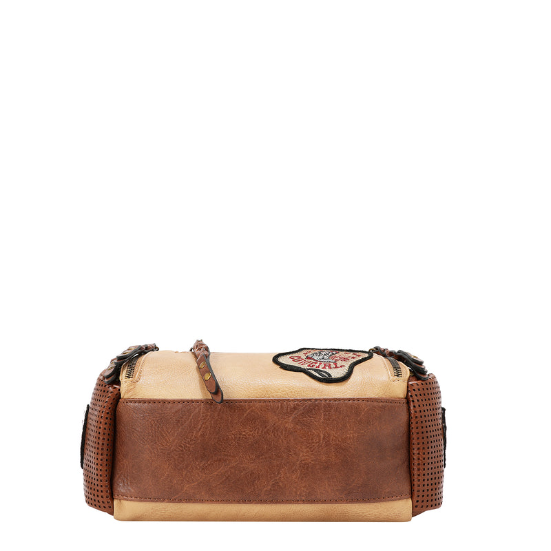 BOLSO MENSAJERO VINTAGE CON PARCHE (MARRON)
