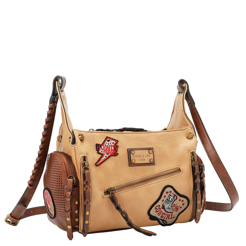 BOLSO MENSAJERO VINTAGE CON PARCHE (MARRON)