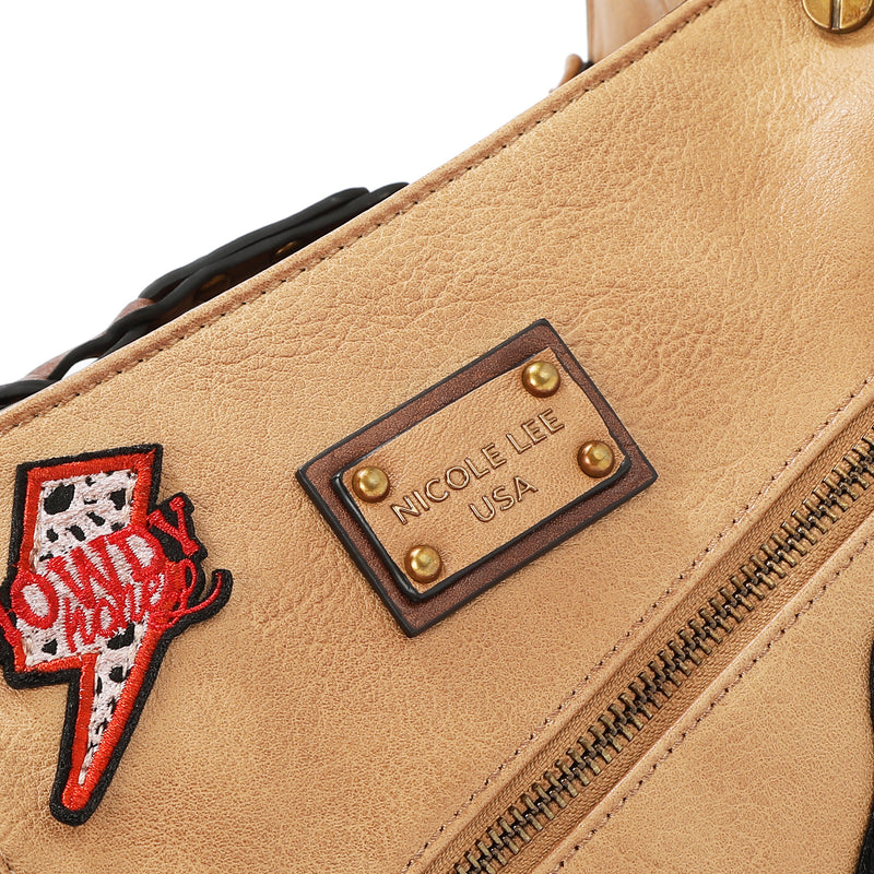 BOLSO MENSAJERO VINTAGE CON PARCHE (MARRON)