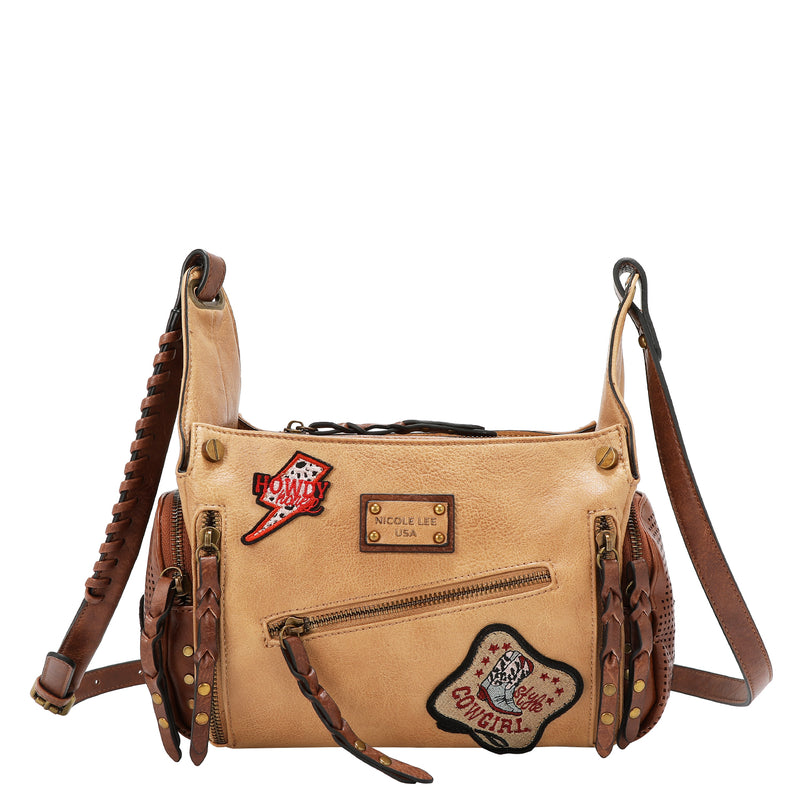 BOLSO MENSAJERO VINTAGE CON PARCHE (MARRON)