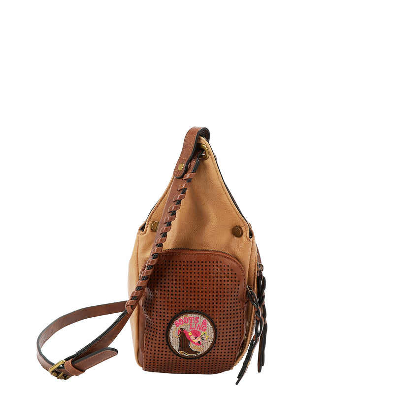 BOLSO MENSAJERO VINTAGE CON PARCHE (MARRON)