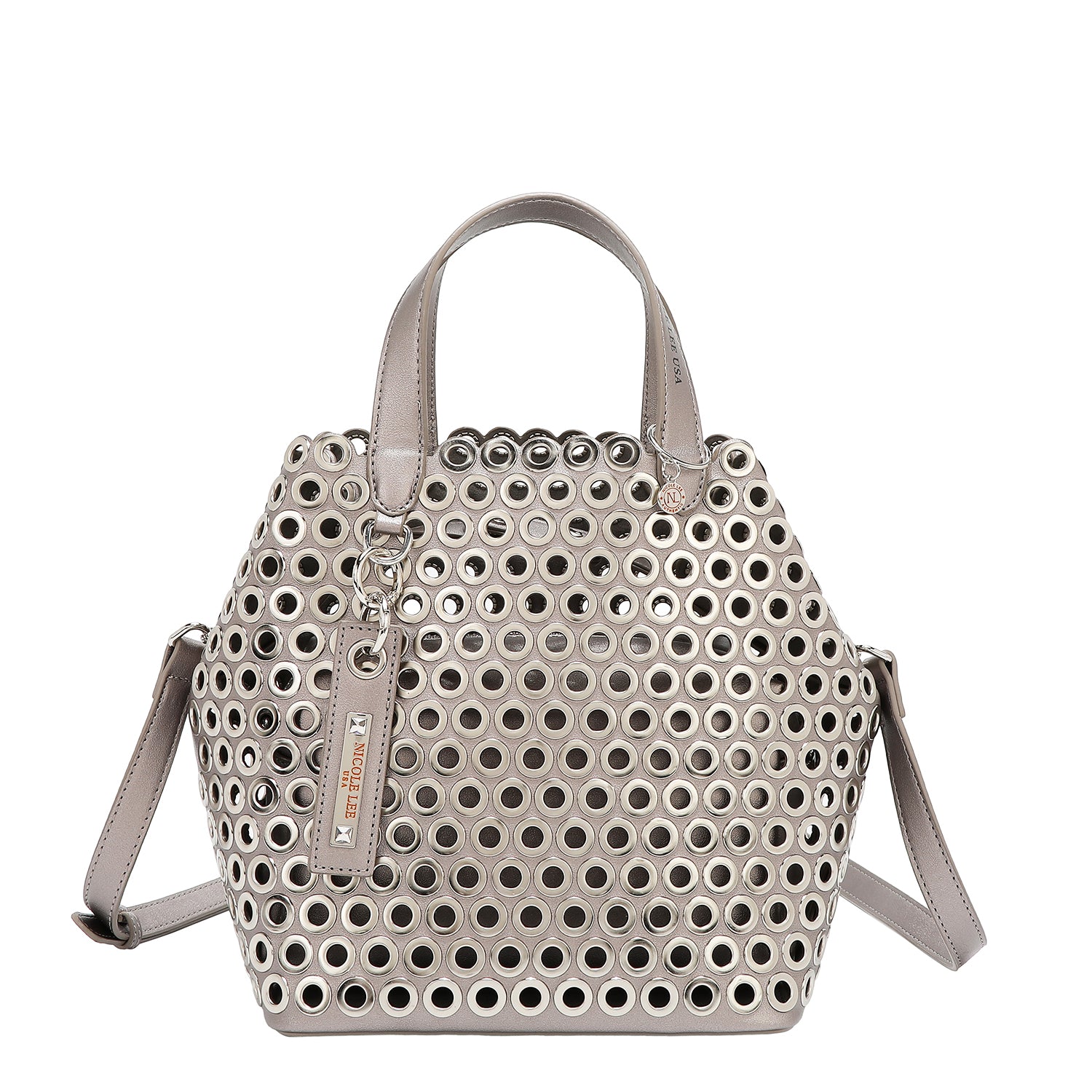 SAC CARTABLE AVEC BORD ŒILLETTES (ARGENT)