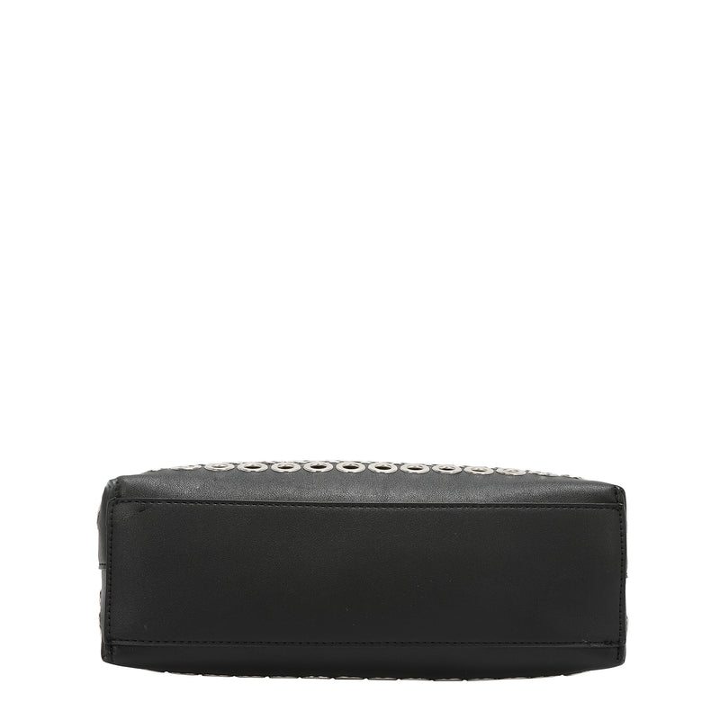 BOLSO DE HOMBRO CON BORDE DE OJALES (NEGRO)
