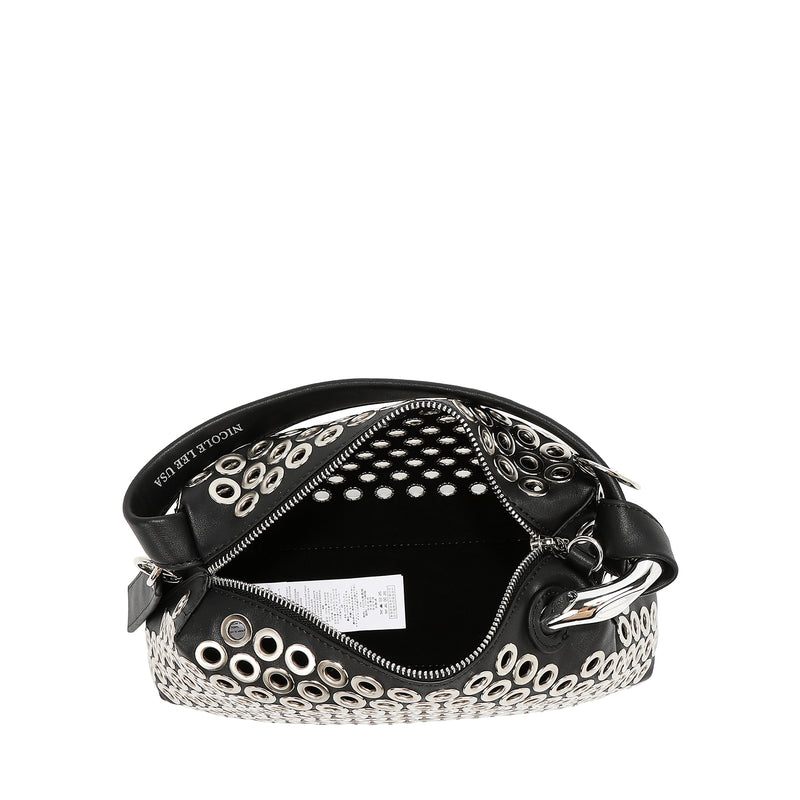 BOLSO DE HOMBRO CON BORDE DE OJALES (PLATA)