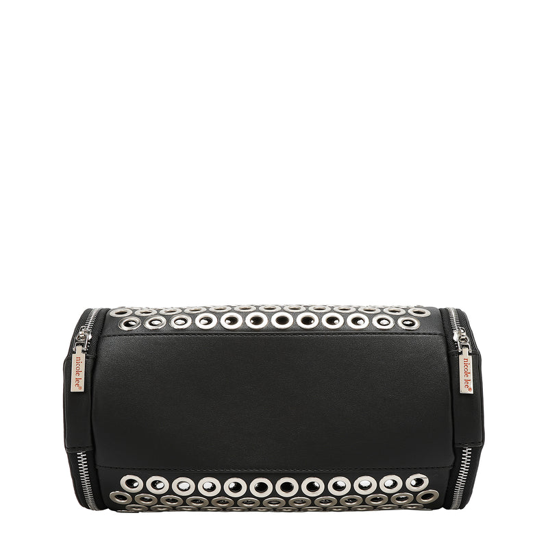 BOLSA DE BARRIL CON BORDE DE OJALES (NEGRO)