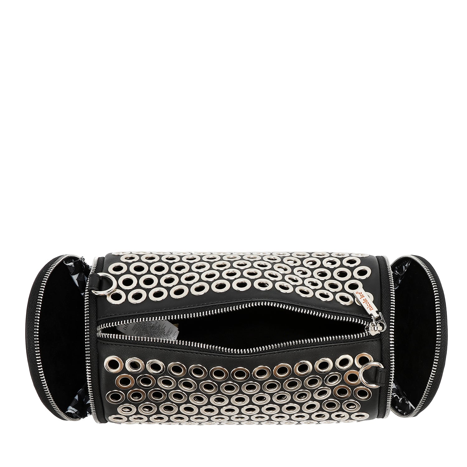 BARREL BAG WITH EYELETTE EDGE (SILVER)
